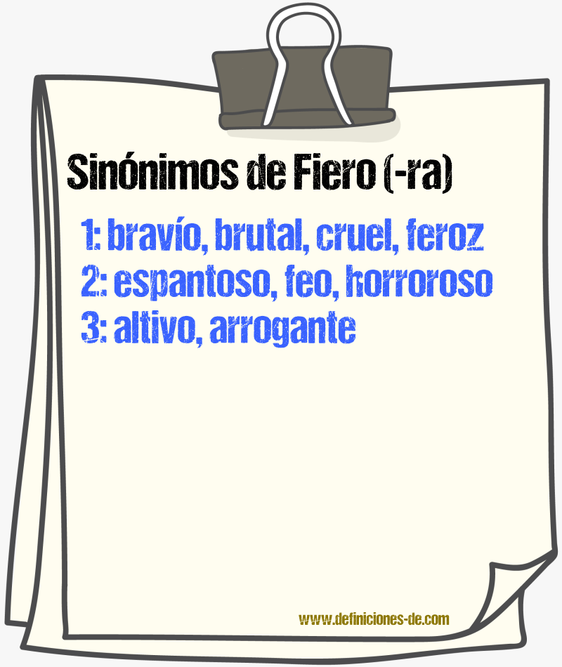 Sinnimos de fiero