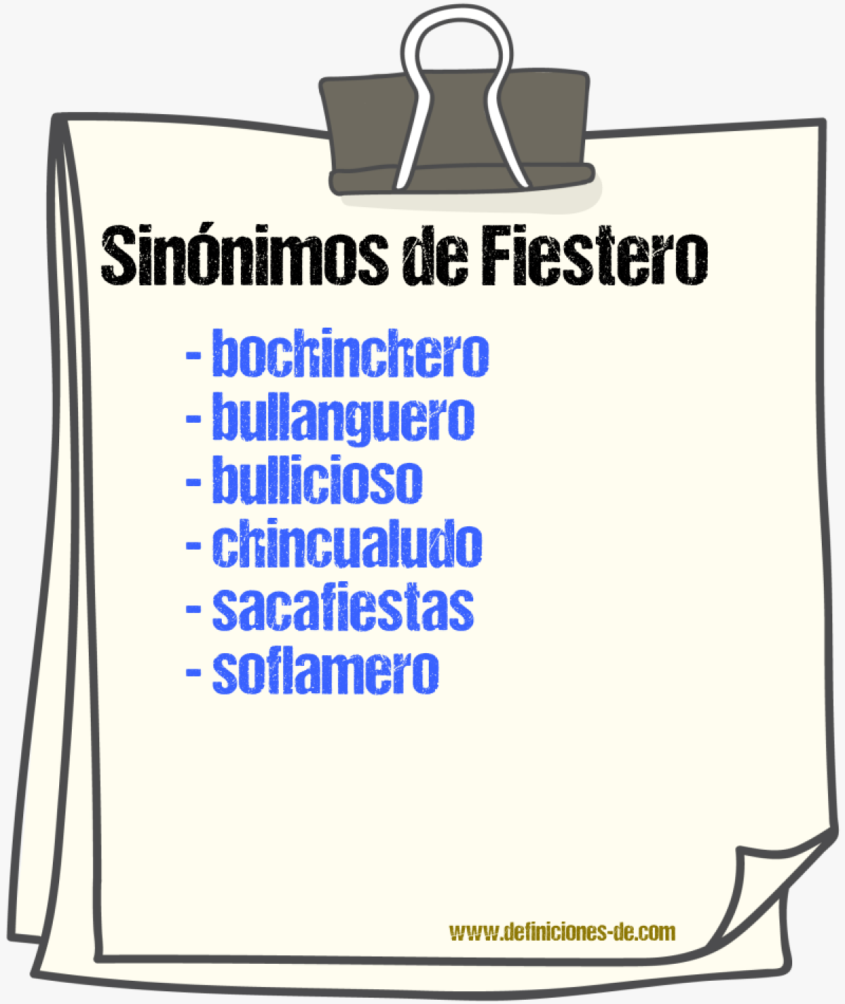 Sinnimos de fiestero