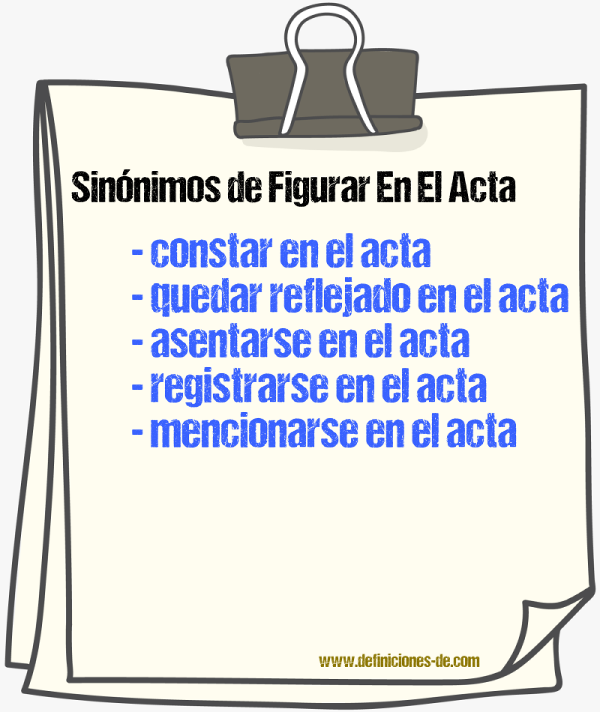 Sinónimos de figurar en el acta