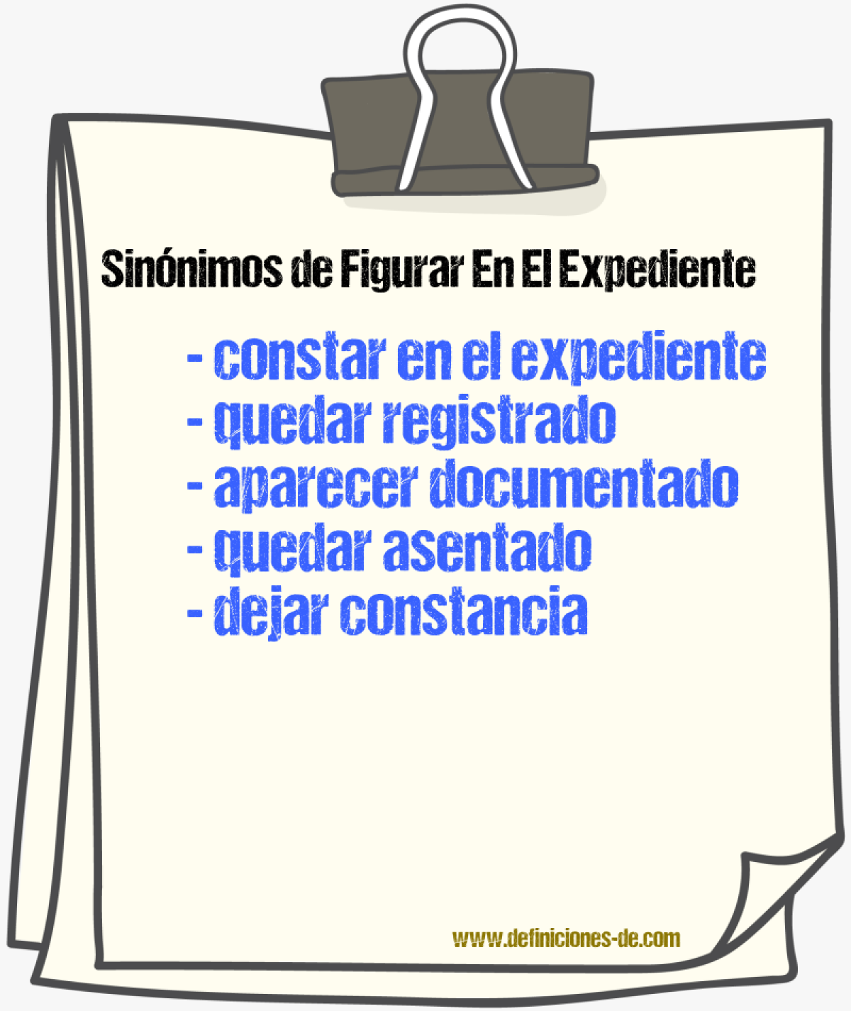 Sinónimos de figurar en el expediente
