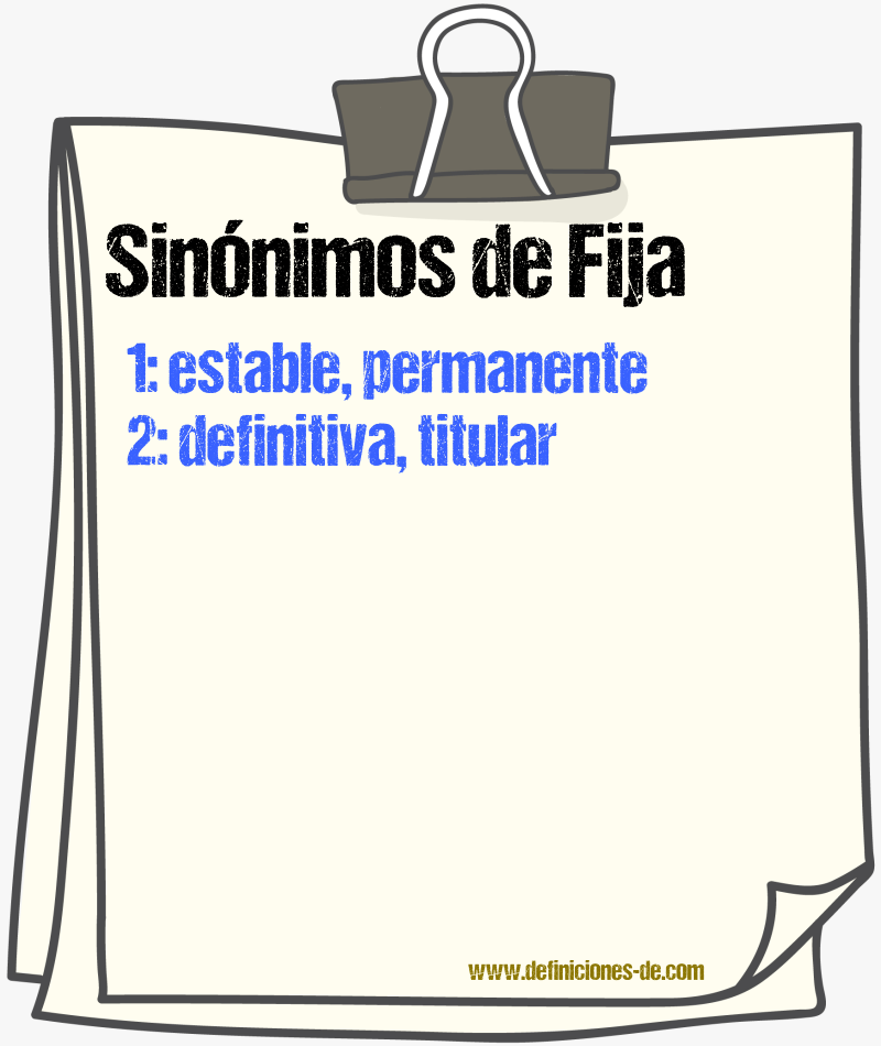 Sinónimos de fija