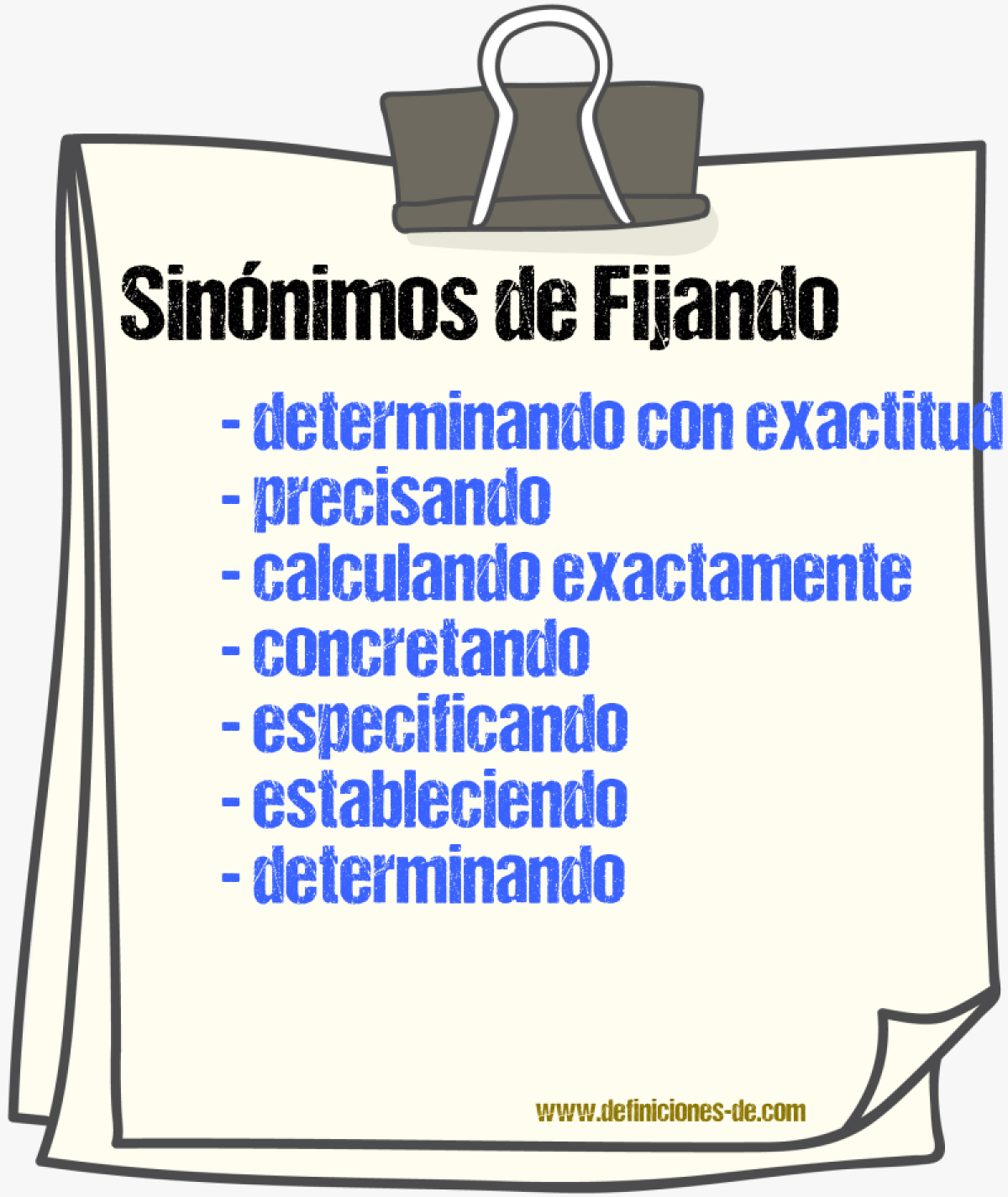 Sinónimos de fijando