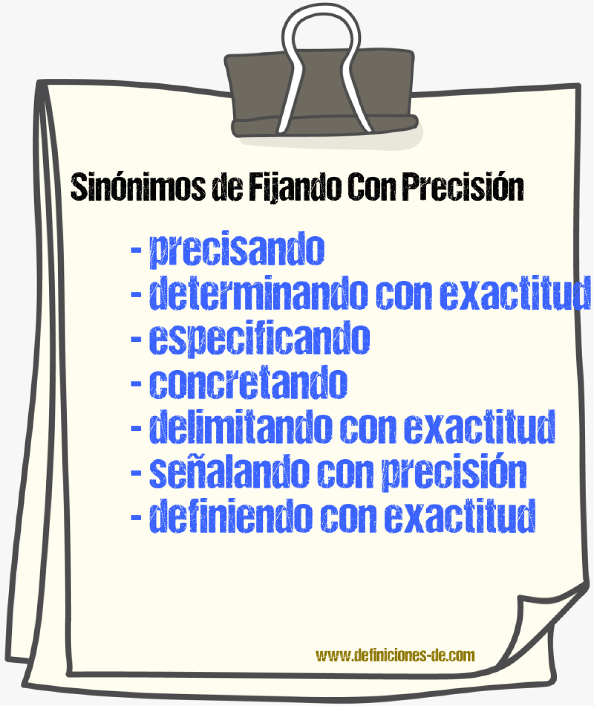 Sinónimos de fijando con precisión