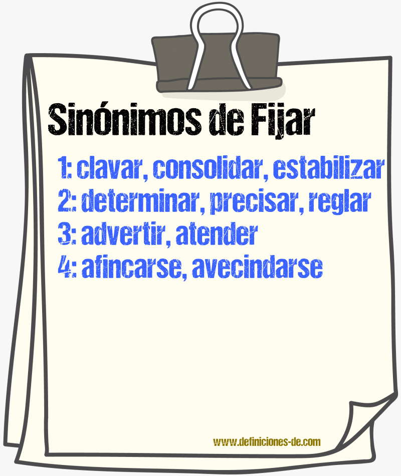 Sinnimos de fijar