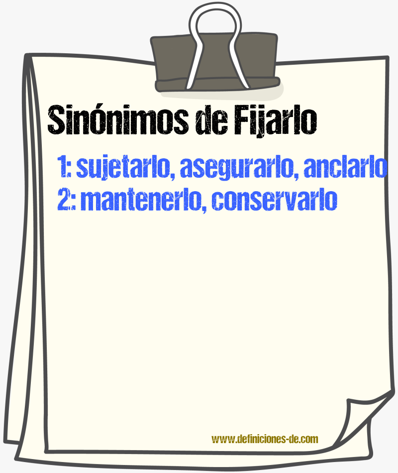 Sinónimos de fijarlo