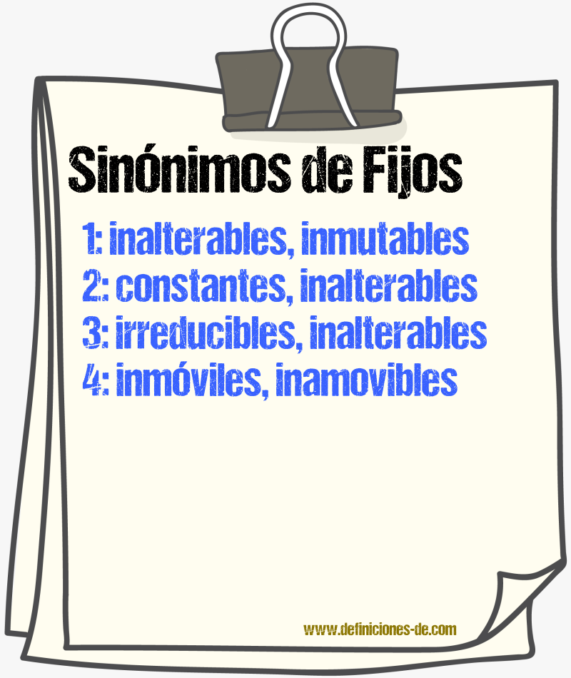 Sinónimos de fijos