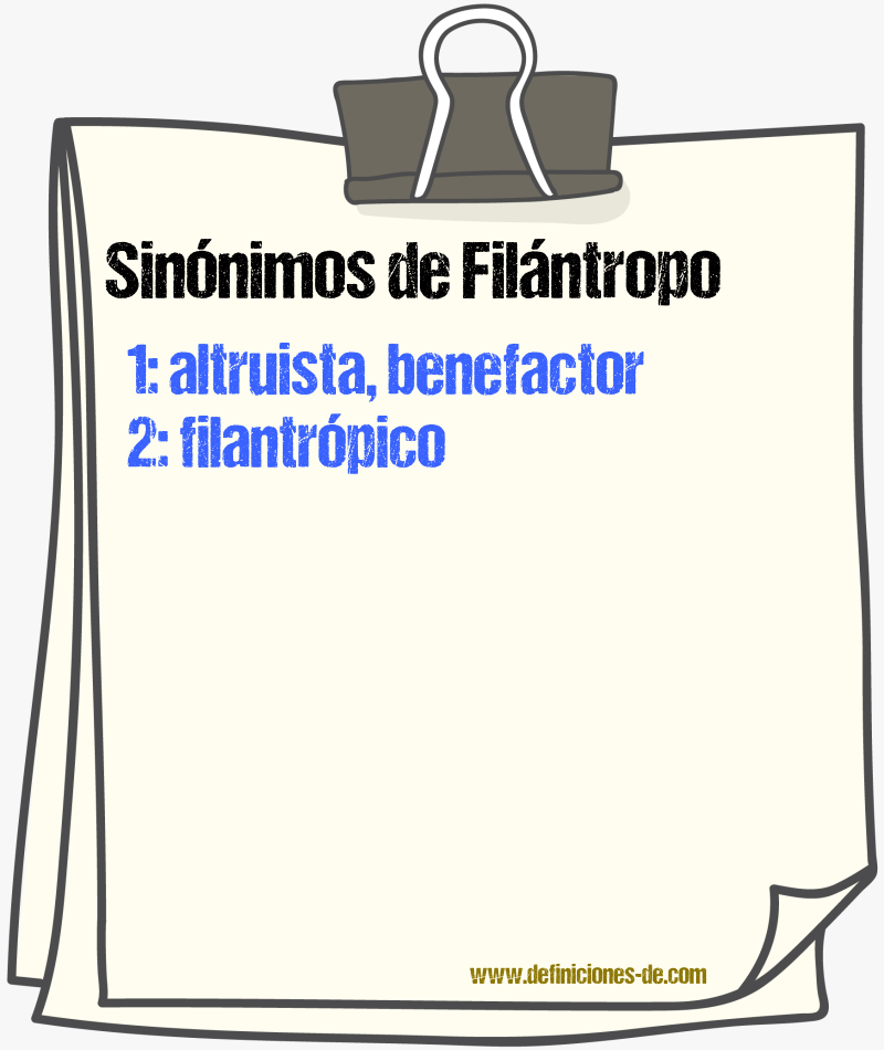 Sinnimos de filntropo