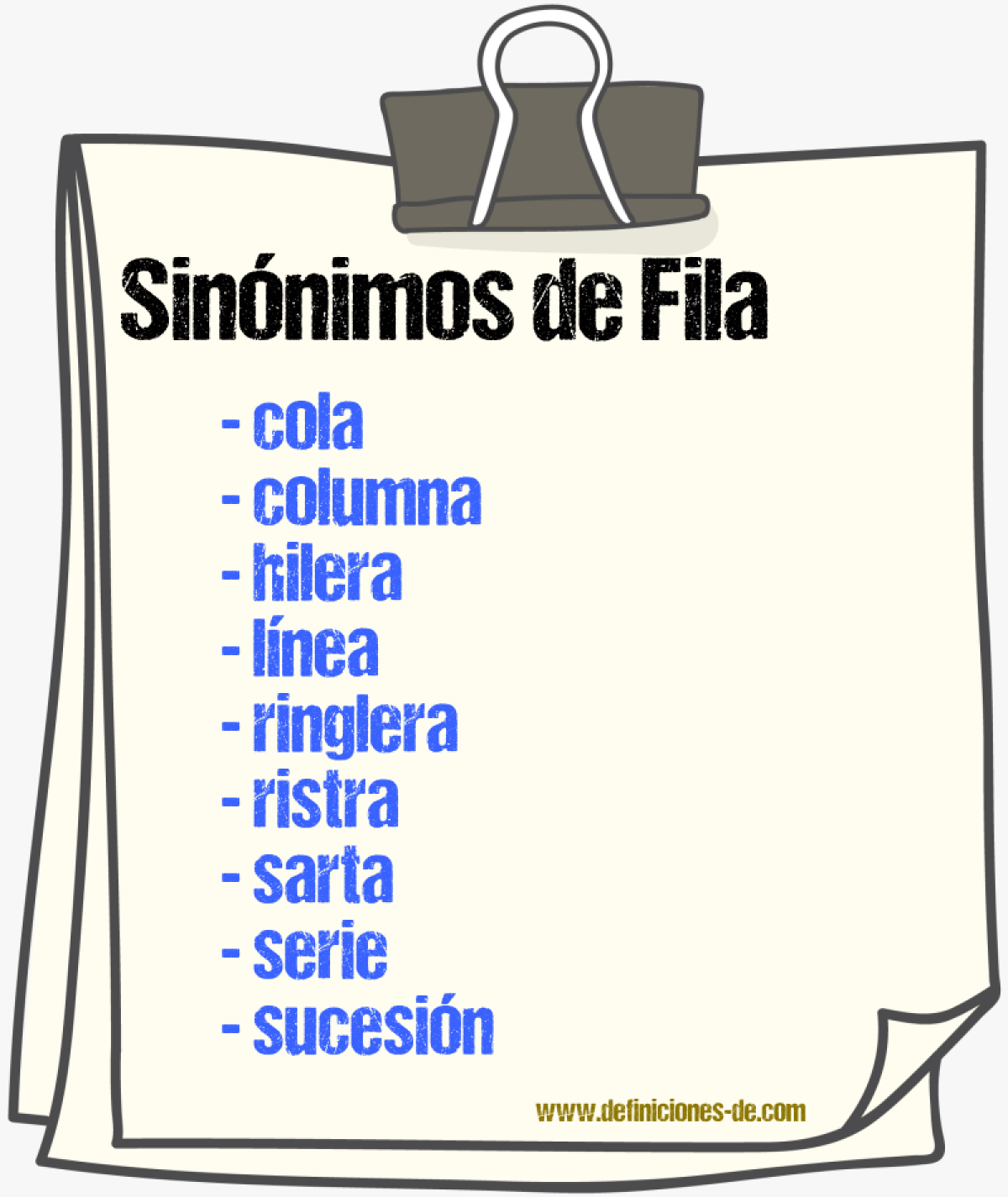 Sinnimos de fila