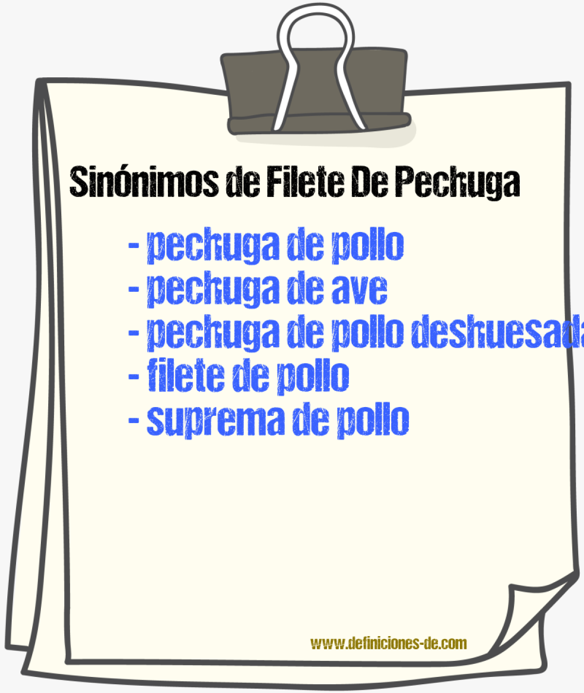 Sinónimos de filete de pechuga