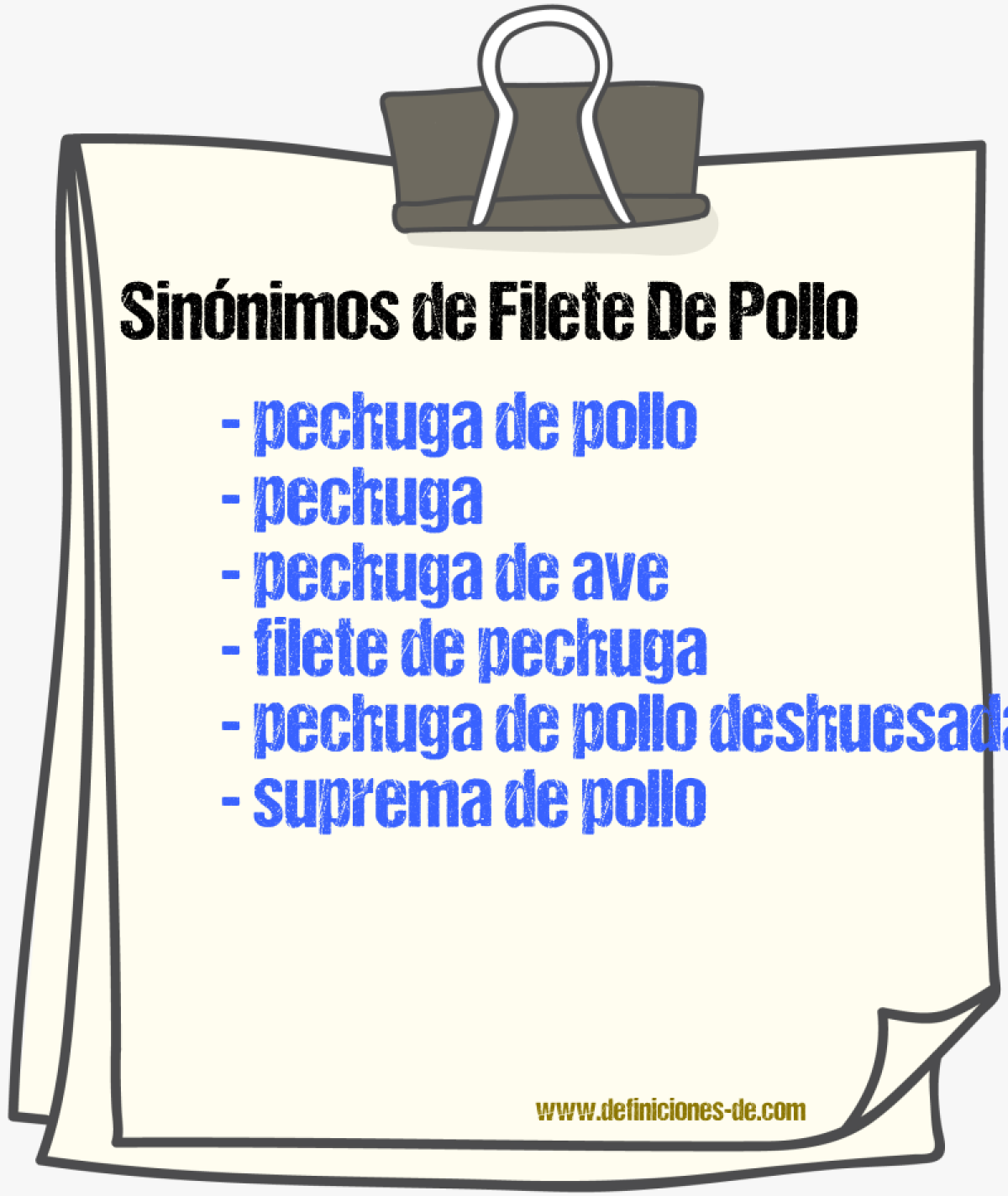 Sinónimos de filete de pollo