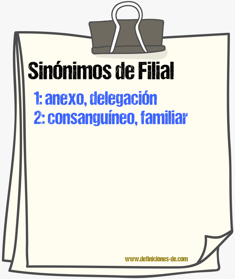 Sinnimos de filial