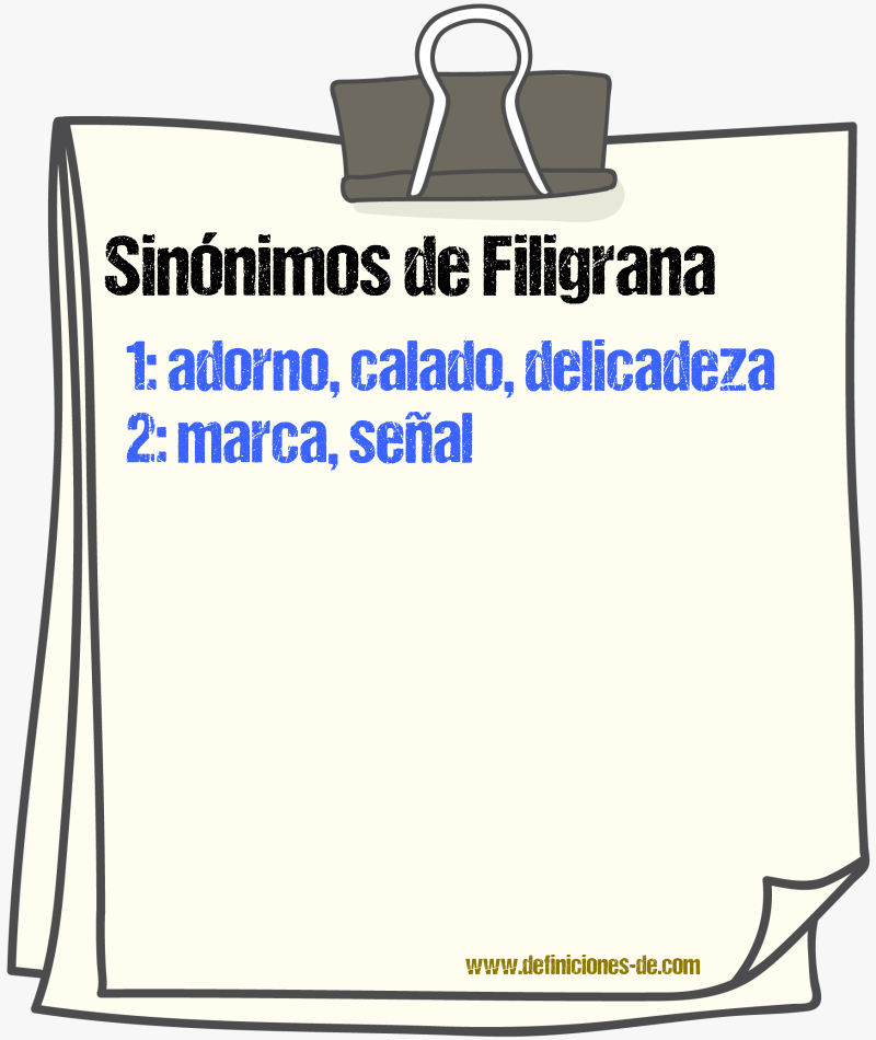 Sinnimos de filigrana