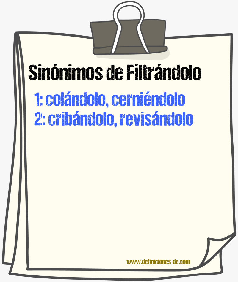 Sinónimos de filtrándolo