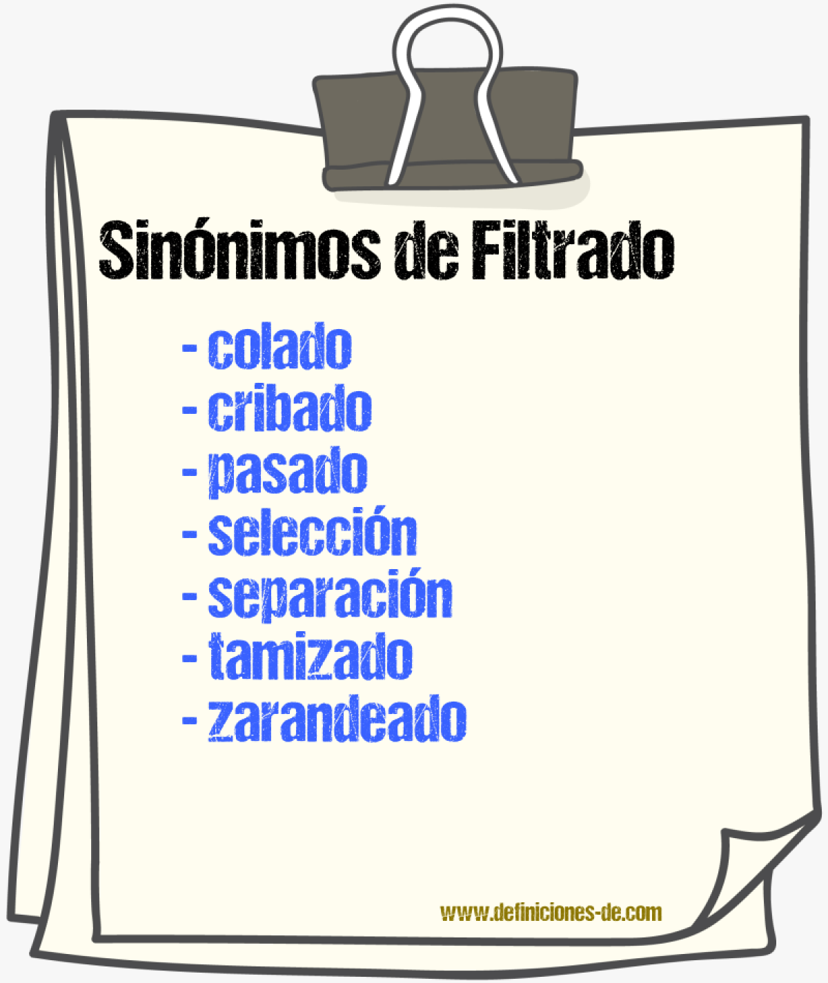 Sinnimos de filtrado