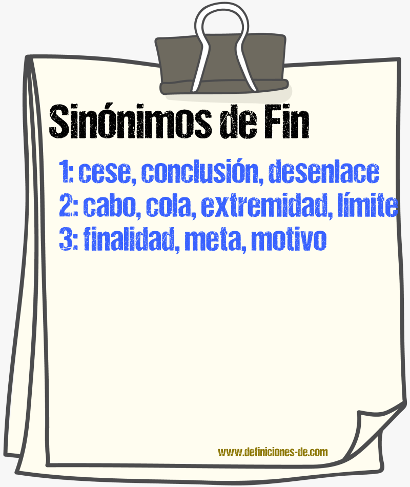 Sinnimos de fin