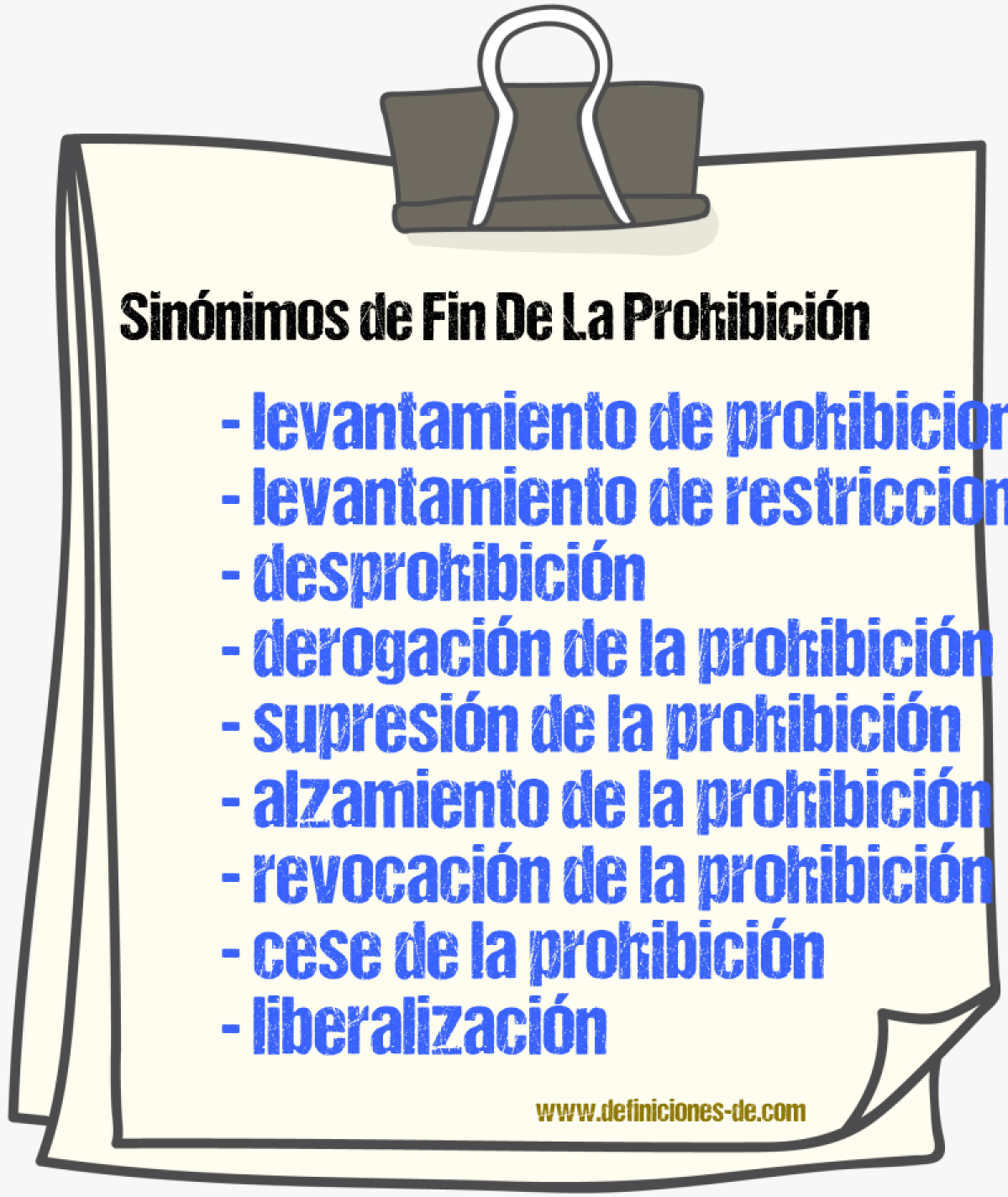 Sinónimos de fin de la prohibición