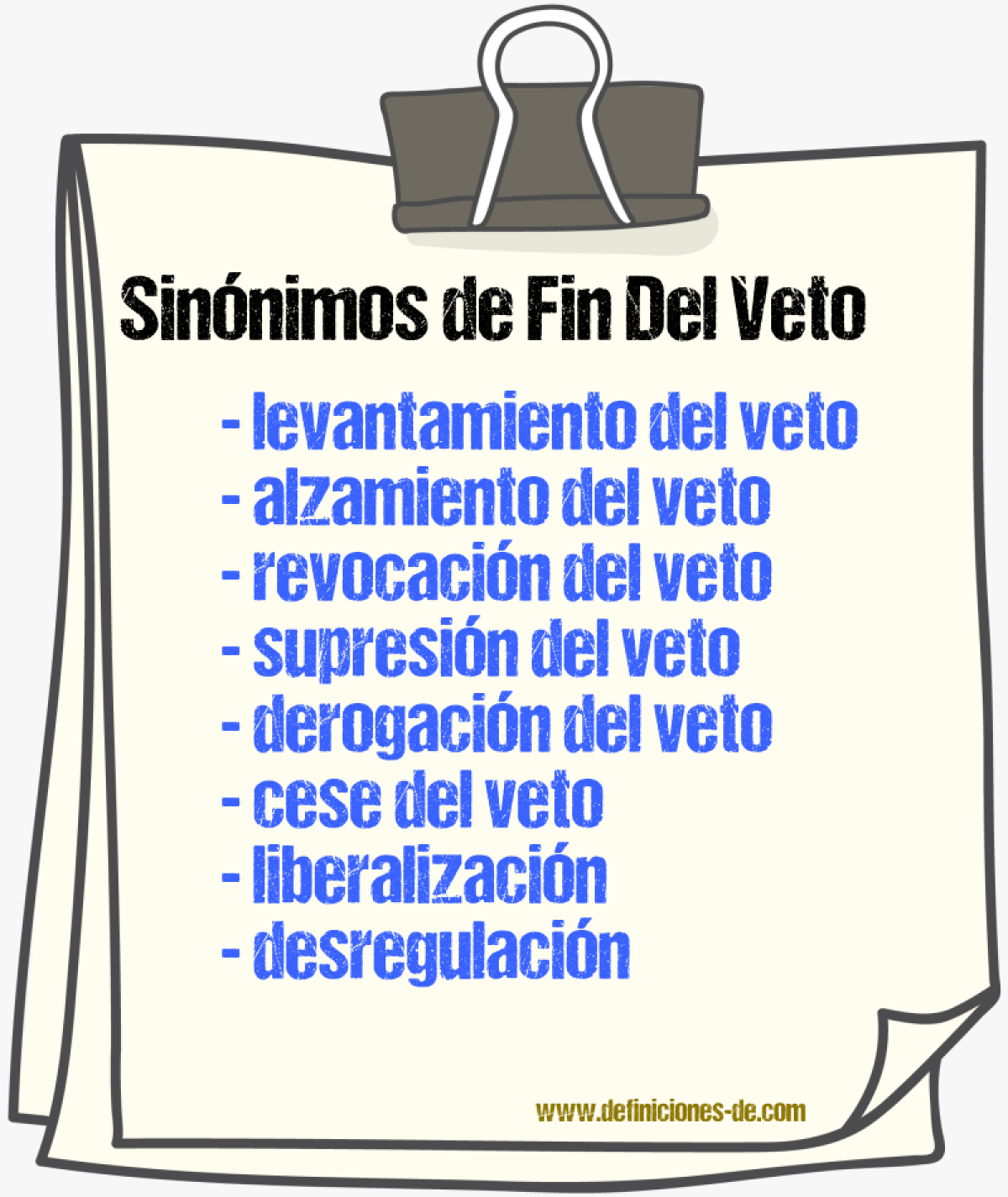 Sinónimos de fin del veto
