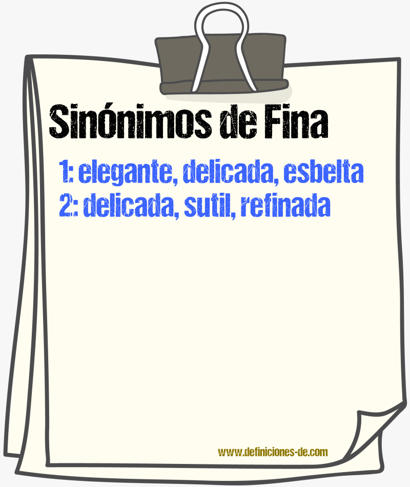 Sinónimos de fina