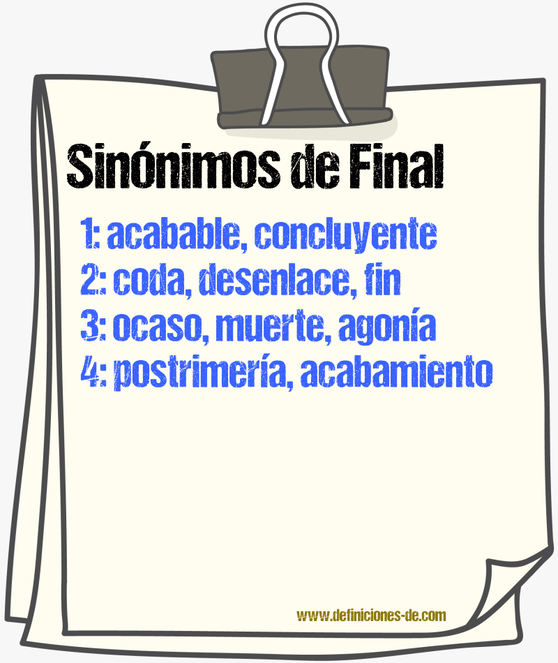 Sinnimos de final