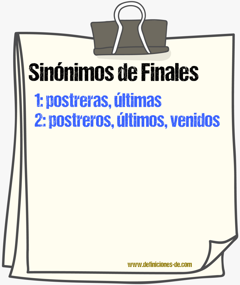 Sinónimos de finales