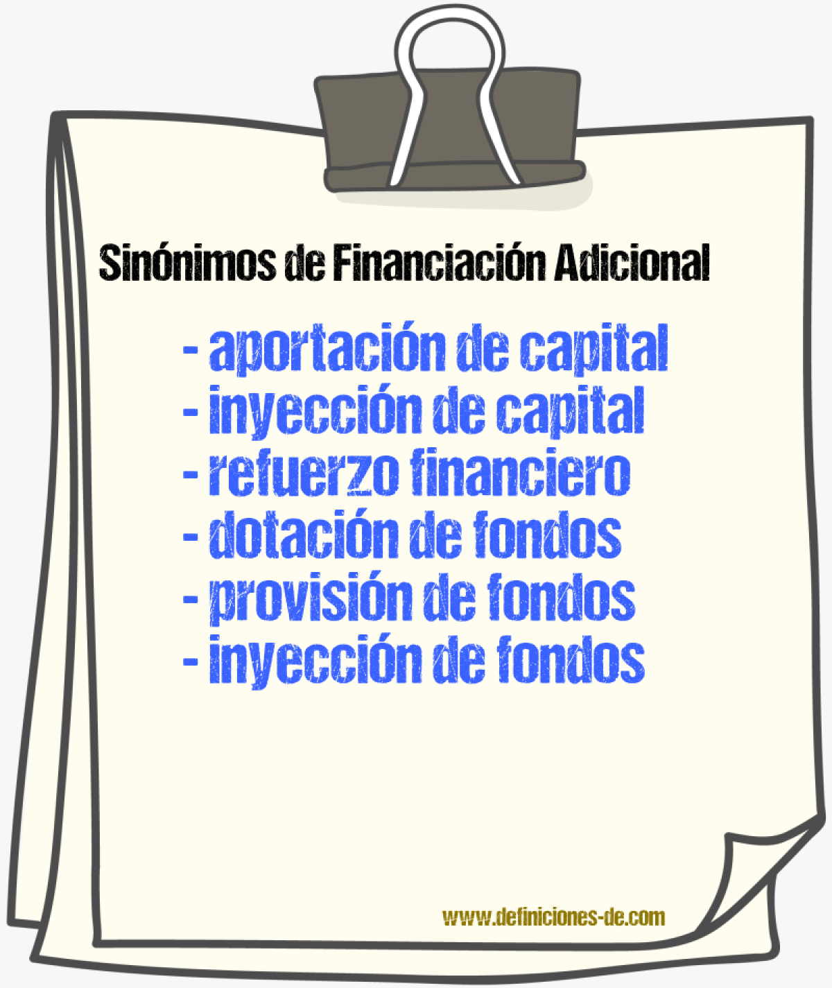 Sinónimos de financiación adicional