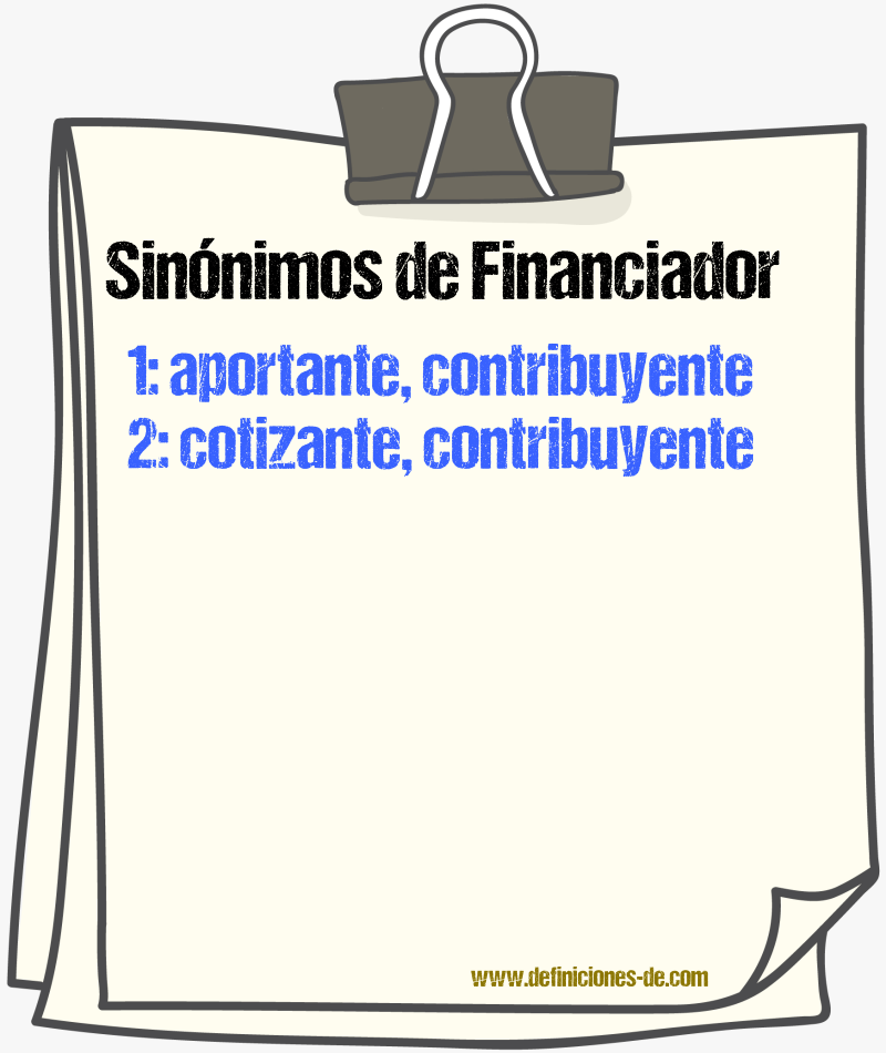 Sinónimos de financiador