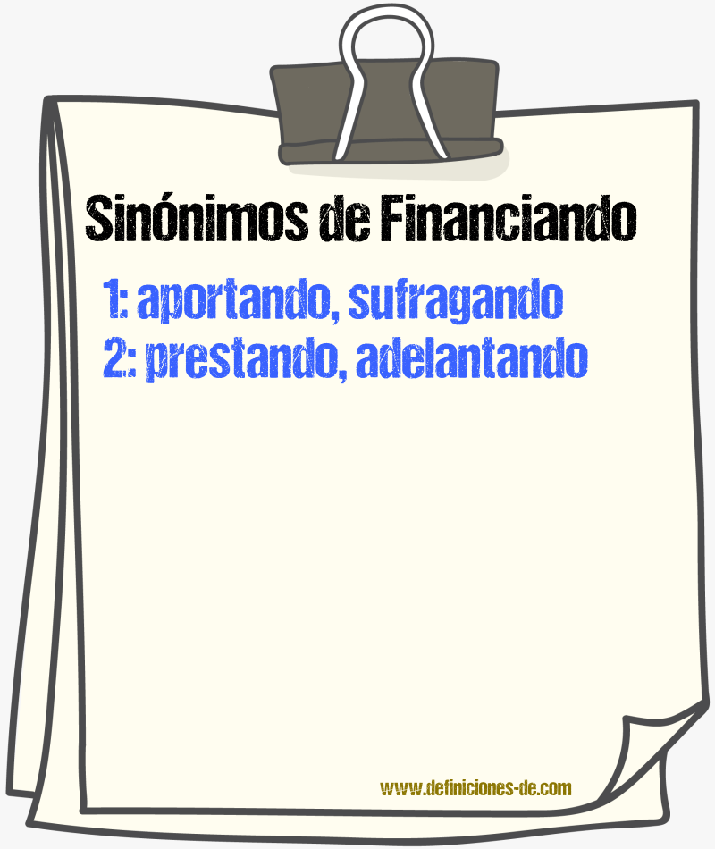 Sinónimos de financiando