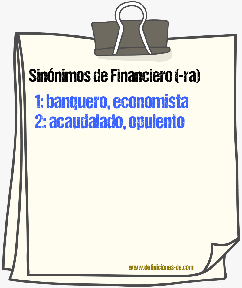 Sinnimos de financiero