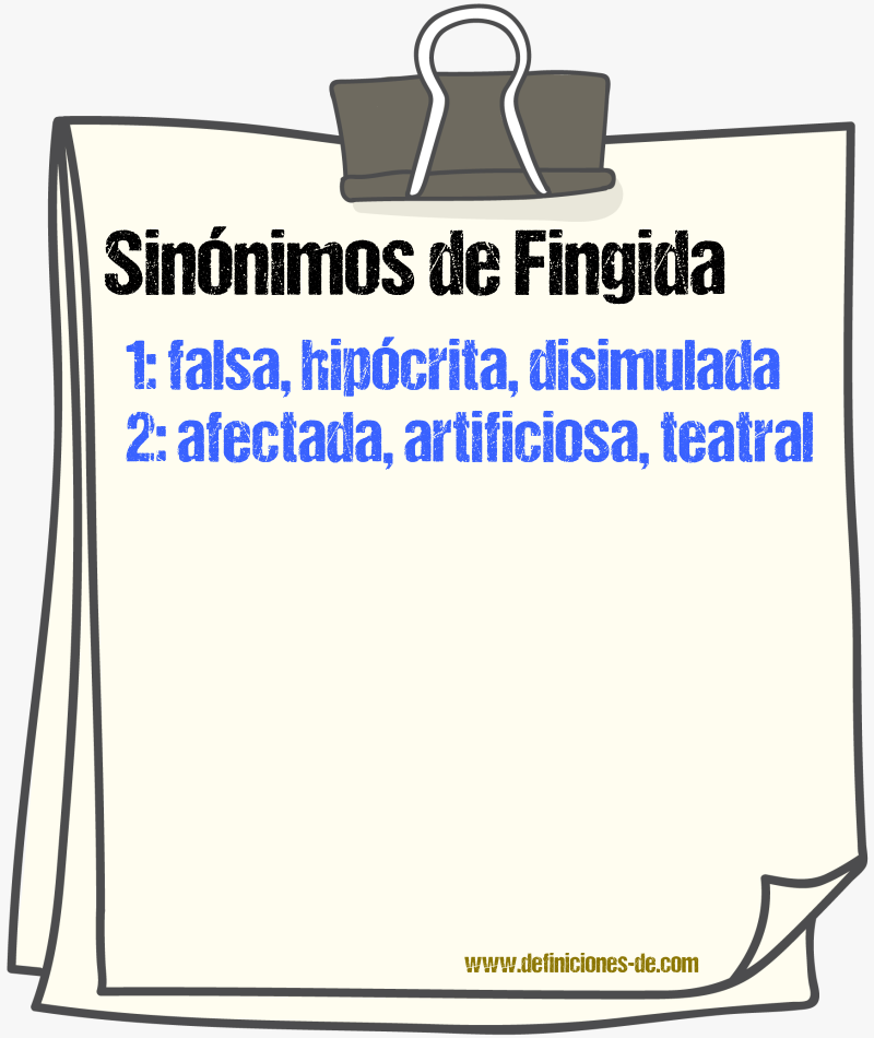Sinónimos de fingida