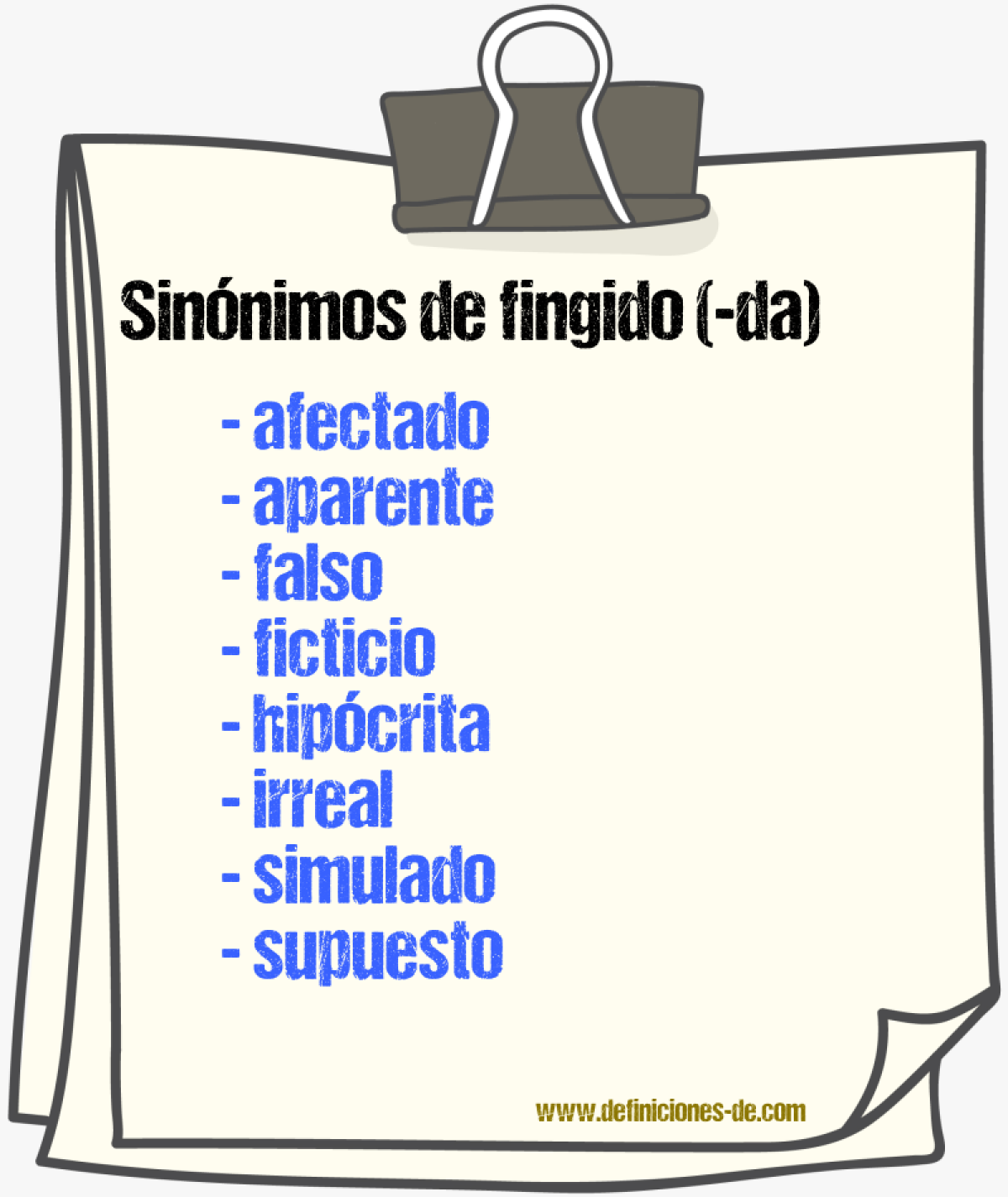 Sinnimos de fingido