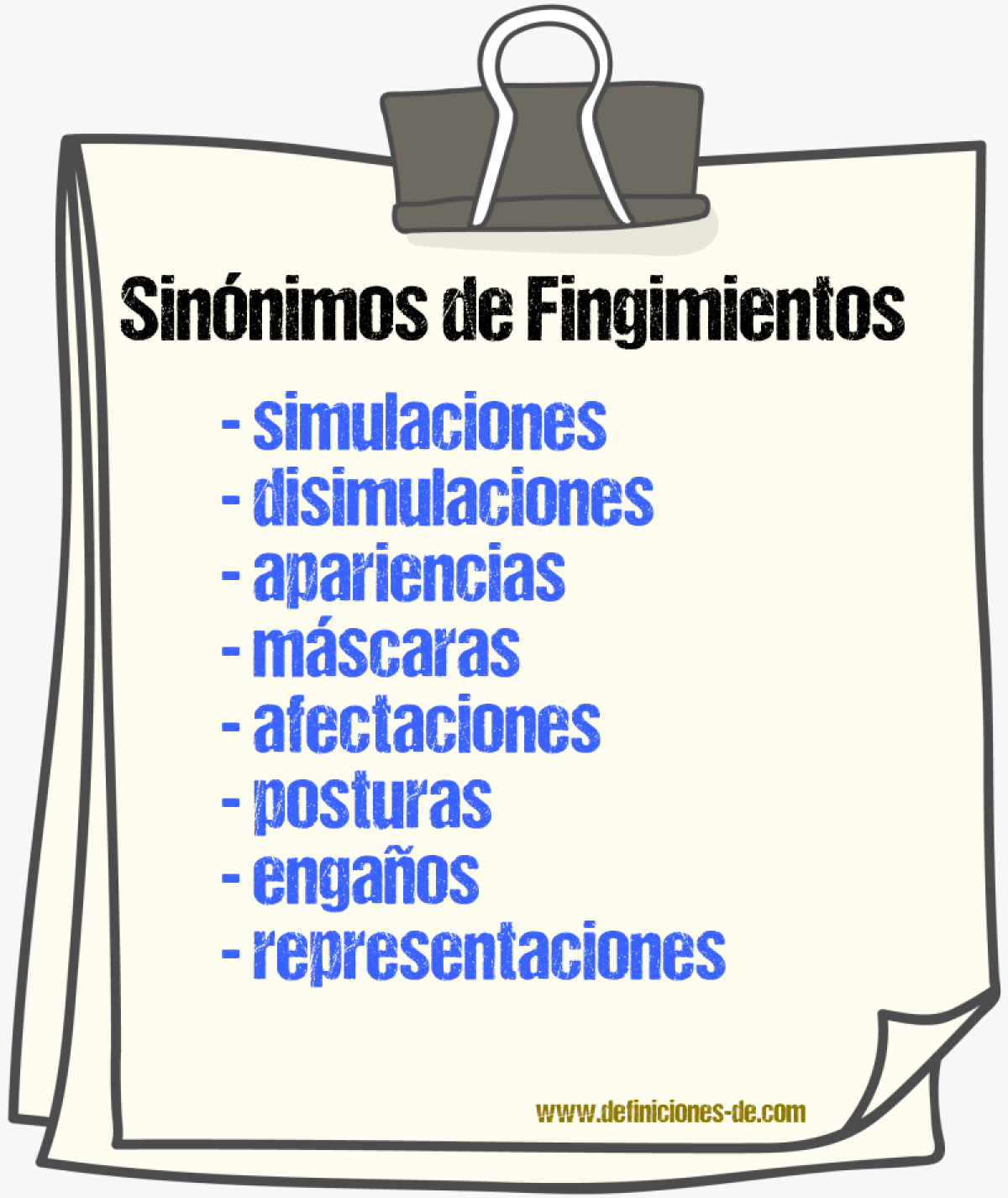 Sinónimos de fingimientos