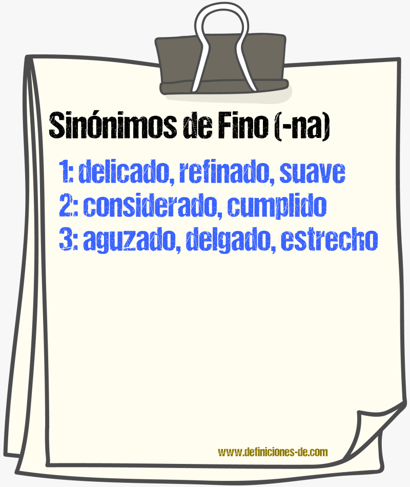 Sinnimos de fino