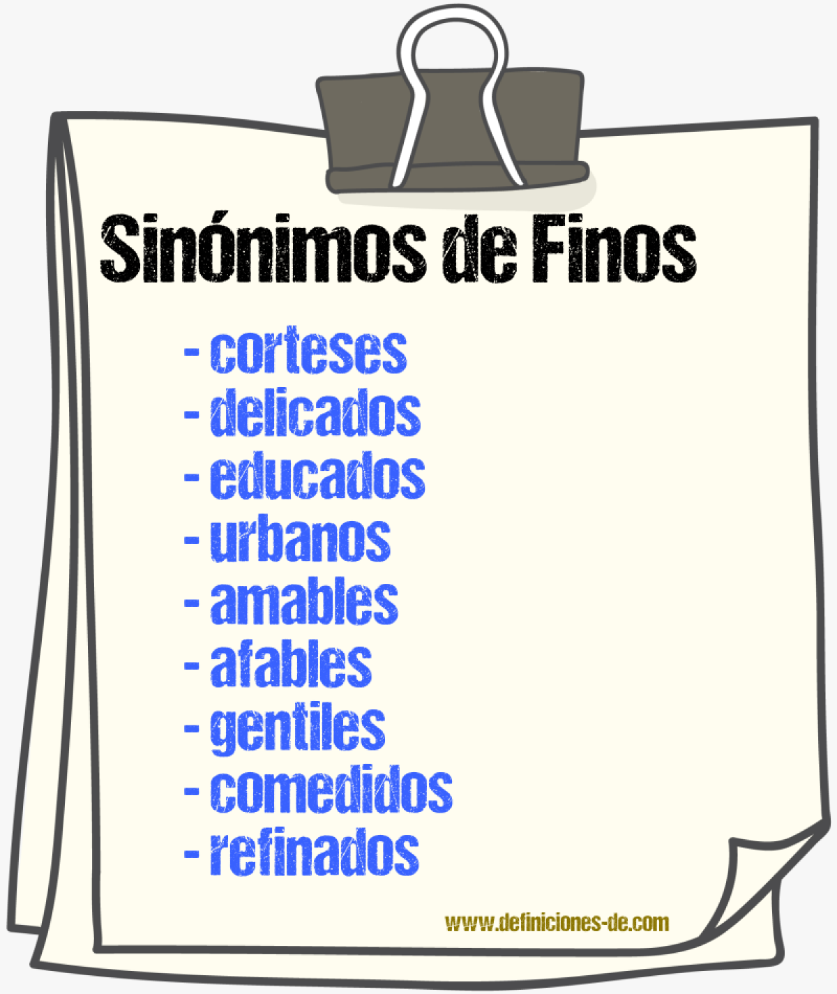Sinónimos de finos