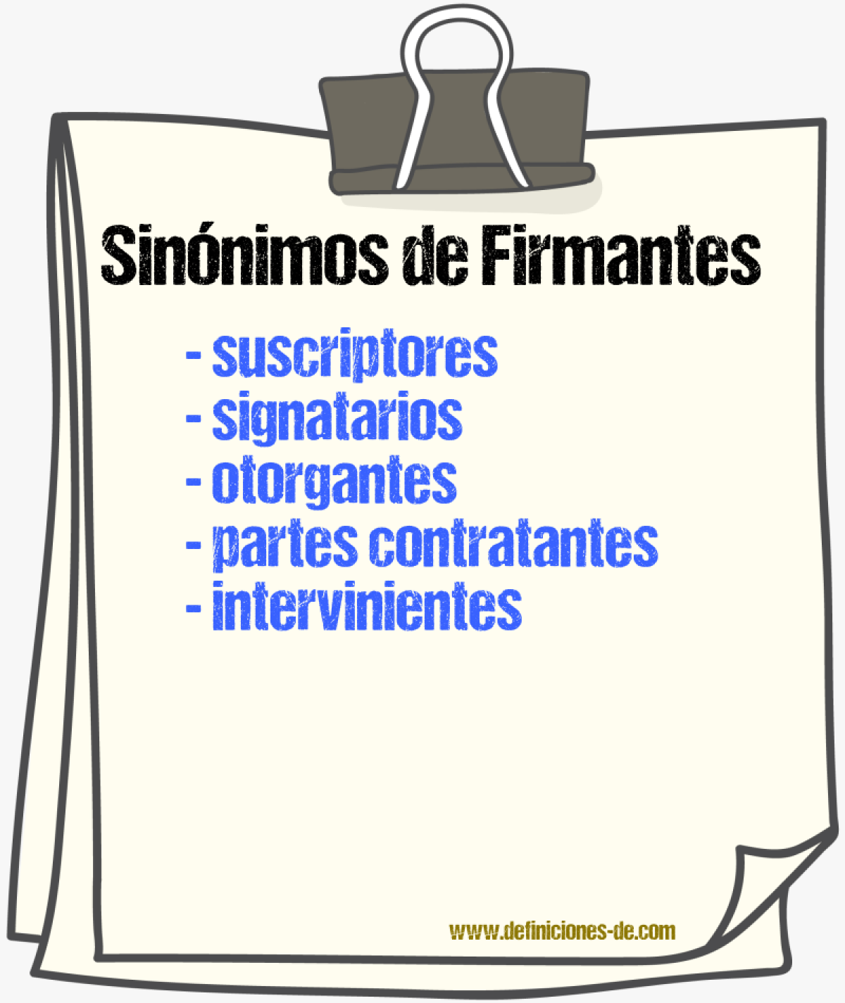 Sinónimos de firmantes