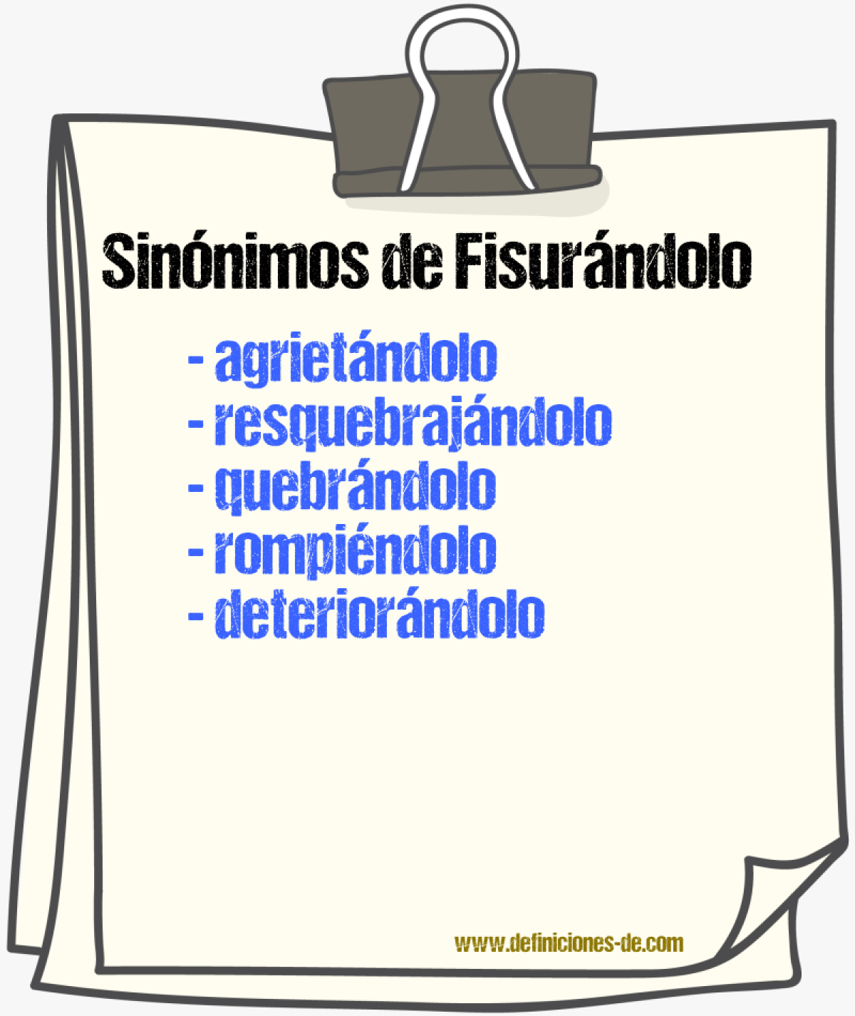 Sinónimos de fisurándolo