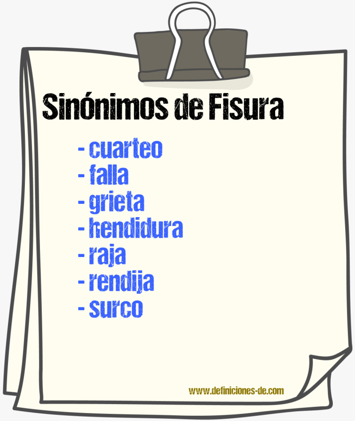 Sinnimos de fisura