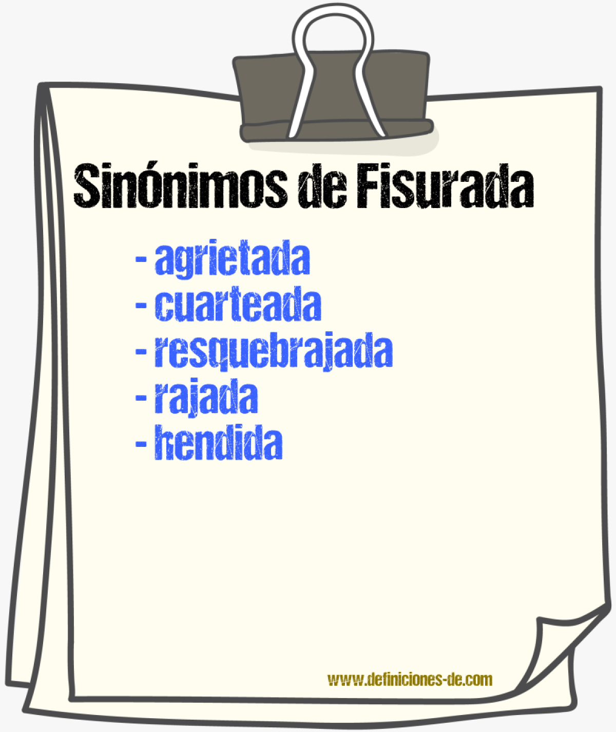 Sinónimos de fisurada