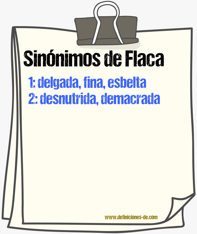 Sinónimos de flaca