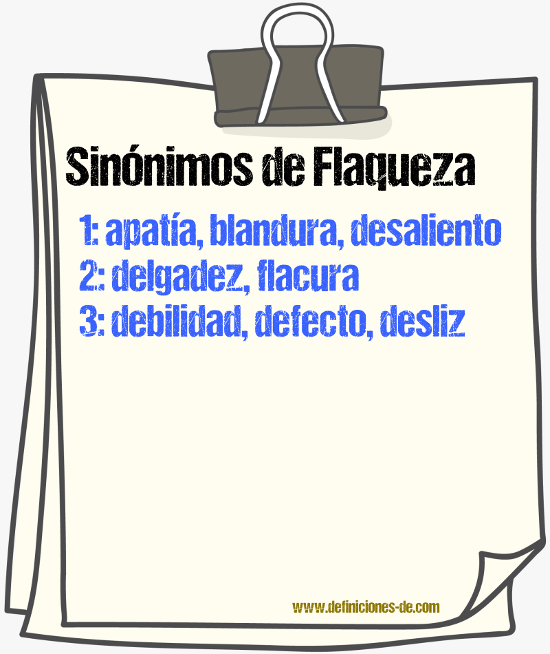 Sinnimos de flaqueza