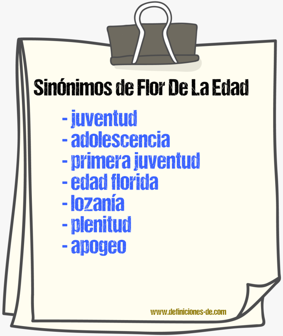 Sinónimos de flor de la edad
