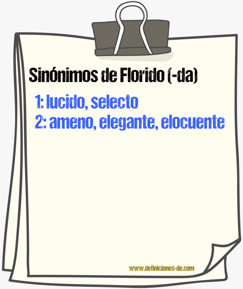 Sinnimos de florido