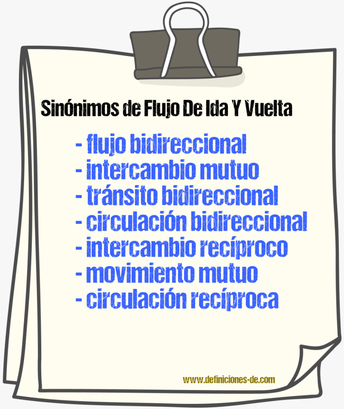 Sinónimos de flujo de ida y vuelta