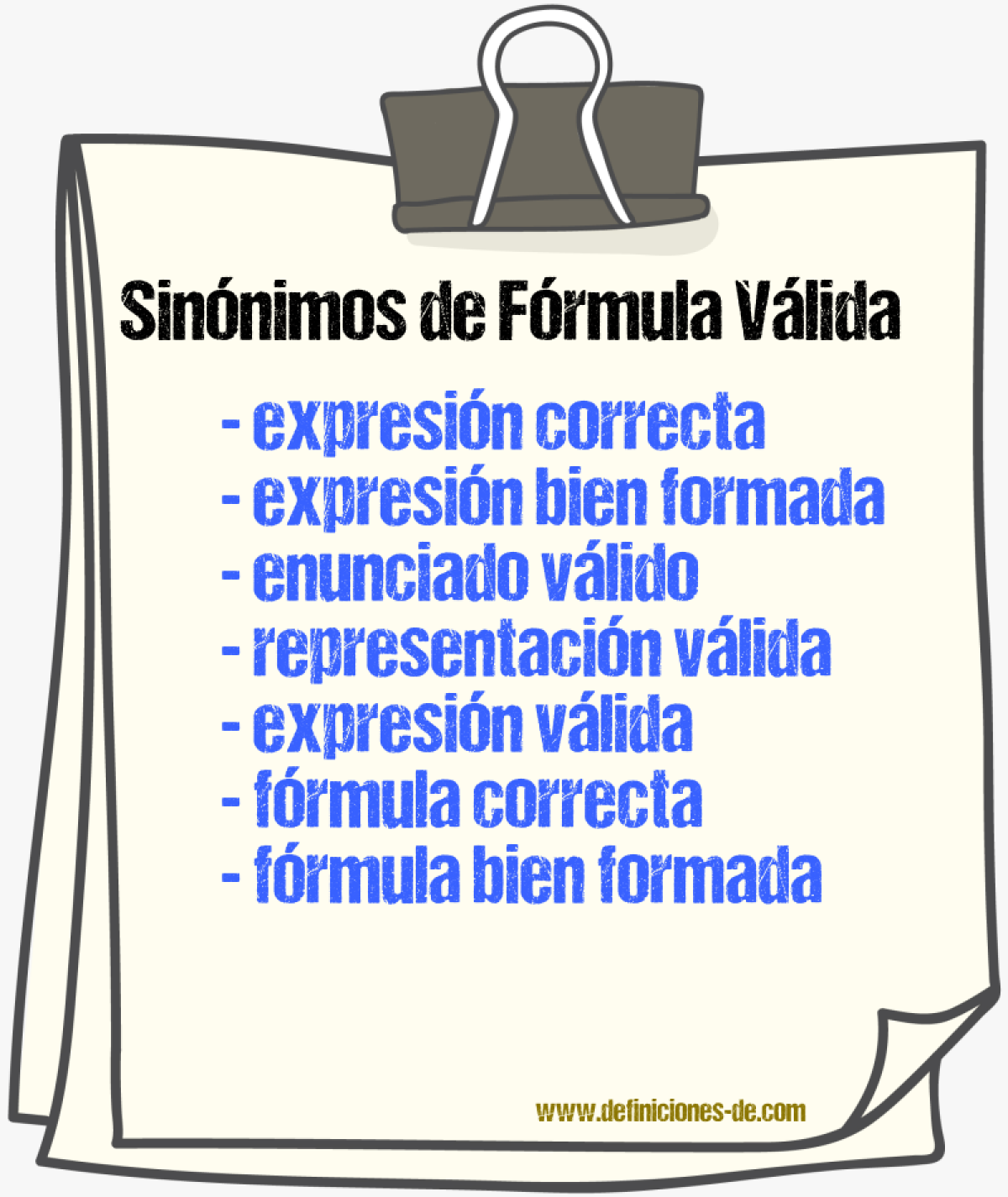 Sinónimos de fórmula válida