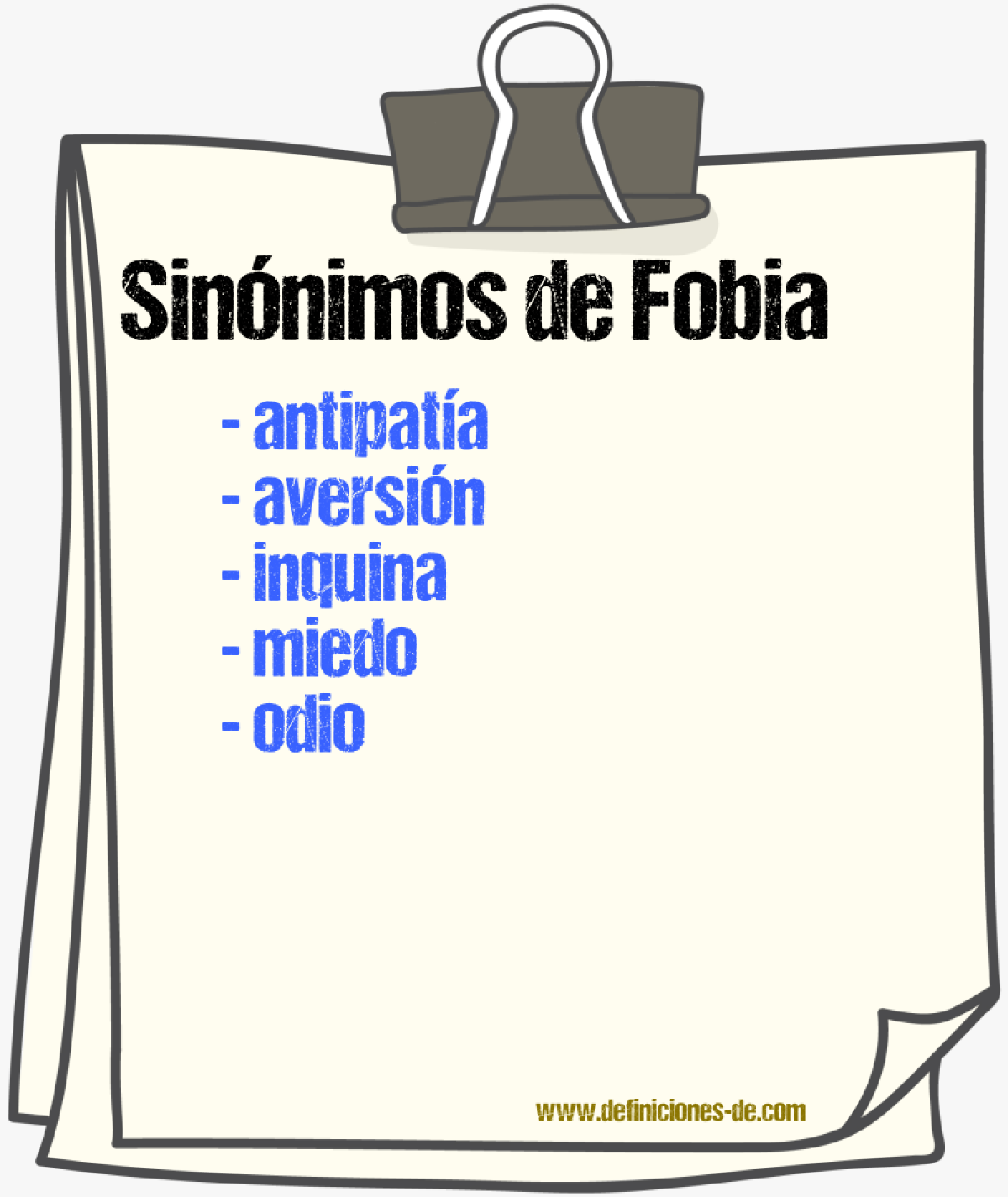 Sinnimos de fobia