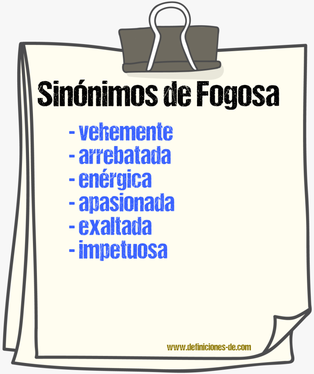 Sinónimos de fogosa