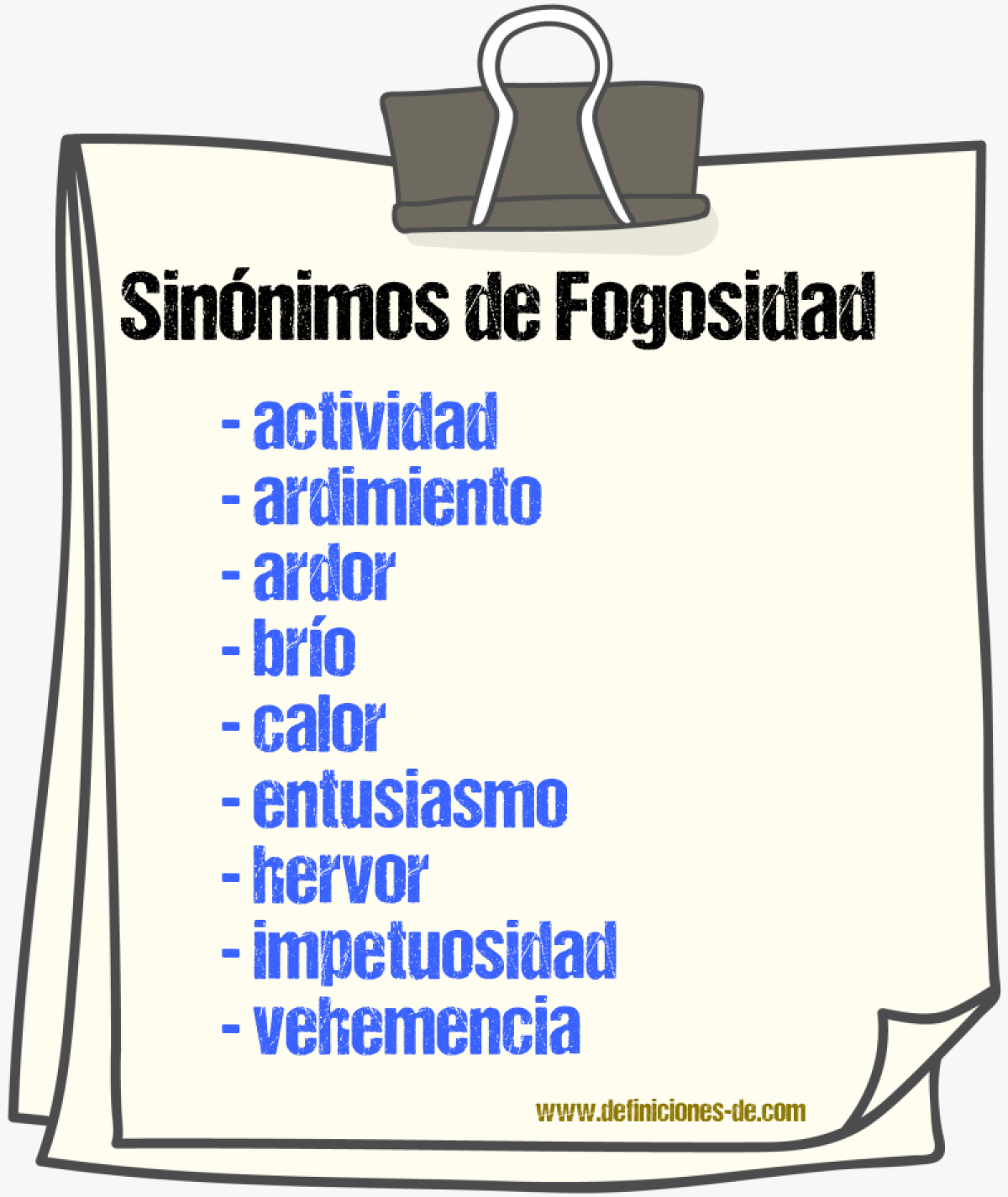 Sinnimos de fogosidad