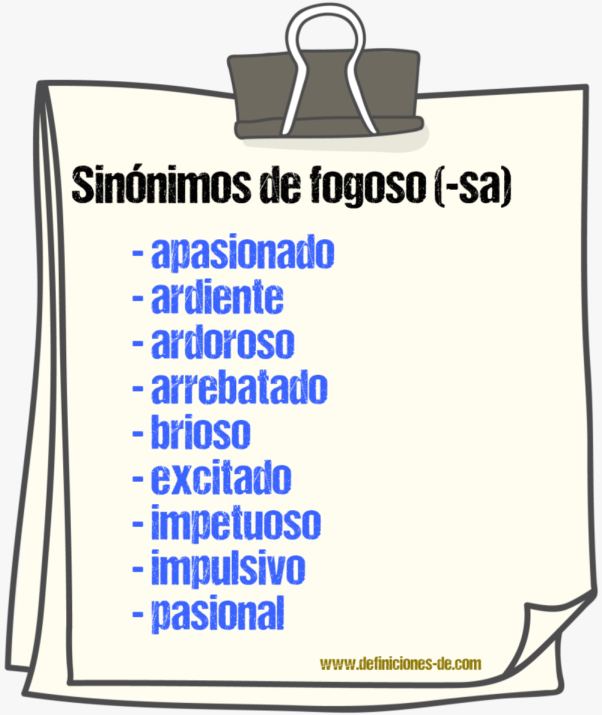 Sinnimos de fogoso