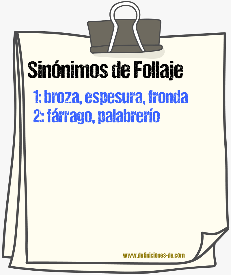 Sinnimos de follaje