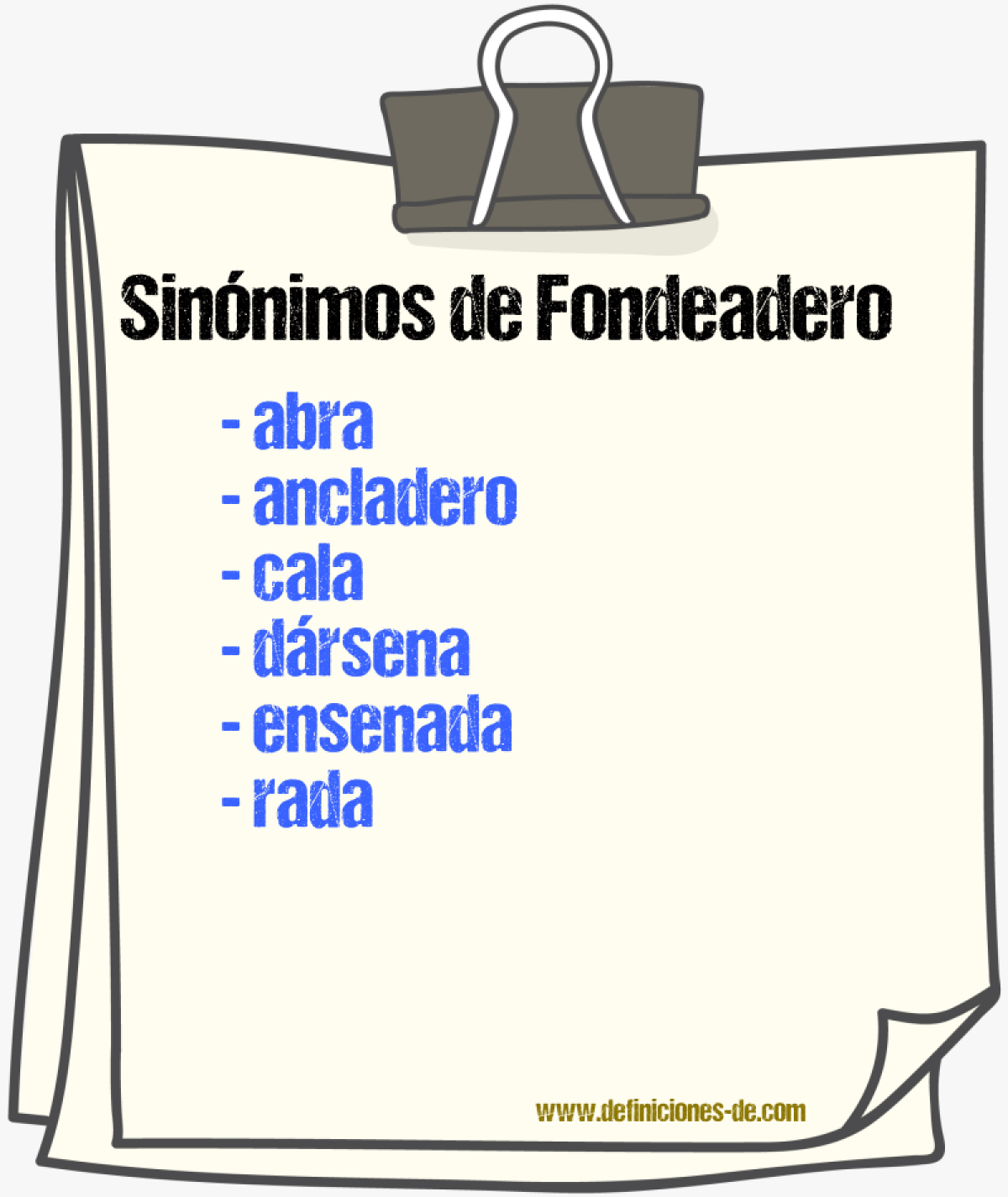 Sinnimos de fondeadero