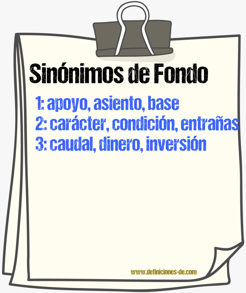 Sinnimos de fondo